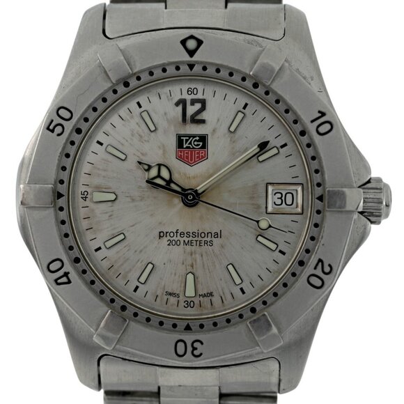 Tag Heuer 38mm Men's Professional 2000 Series Silver Dial Watch - Picture 1 of 8